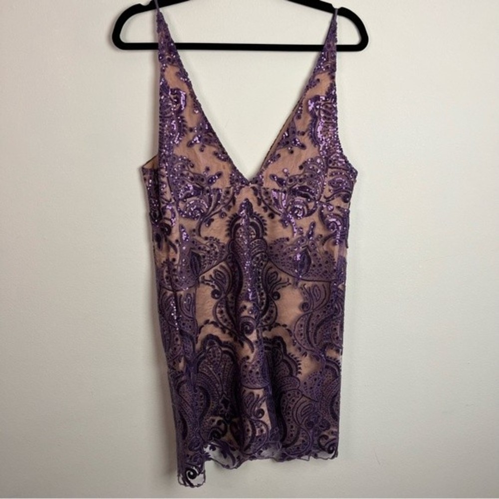NWT Free People Purple Sequin Mini Dress Size 8 Women - Picture 6 of 12